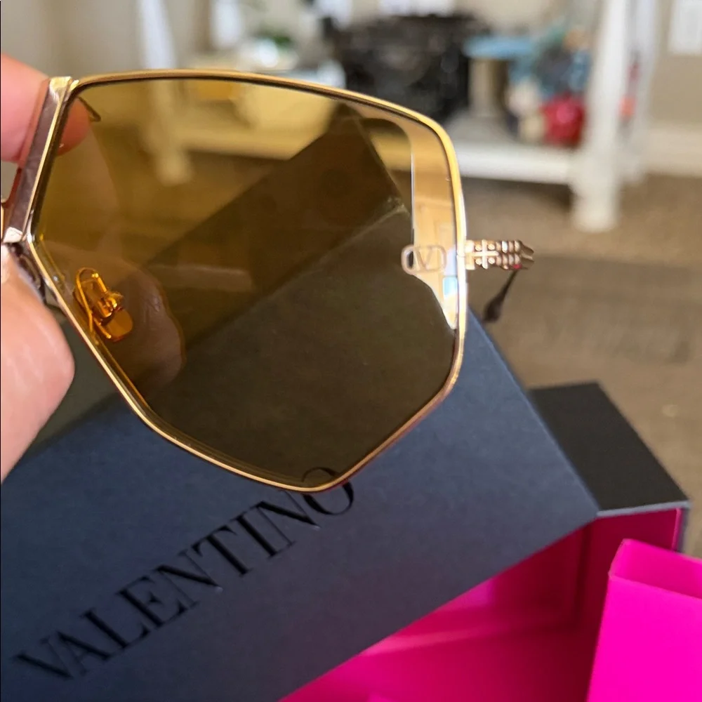 Valentino V Hexagon Glasses and  Black Leather Crossbody